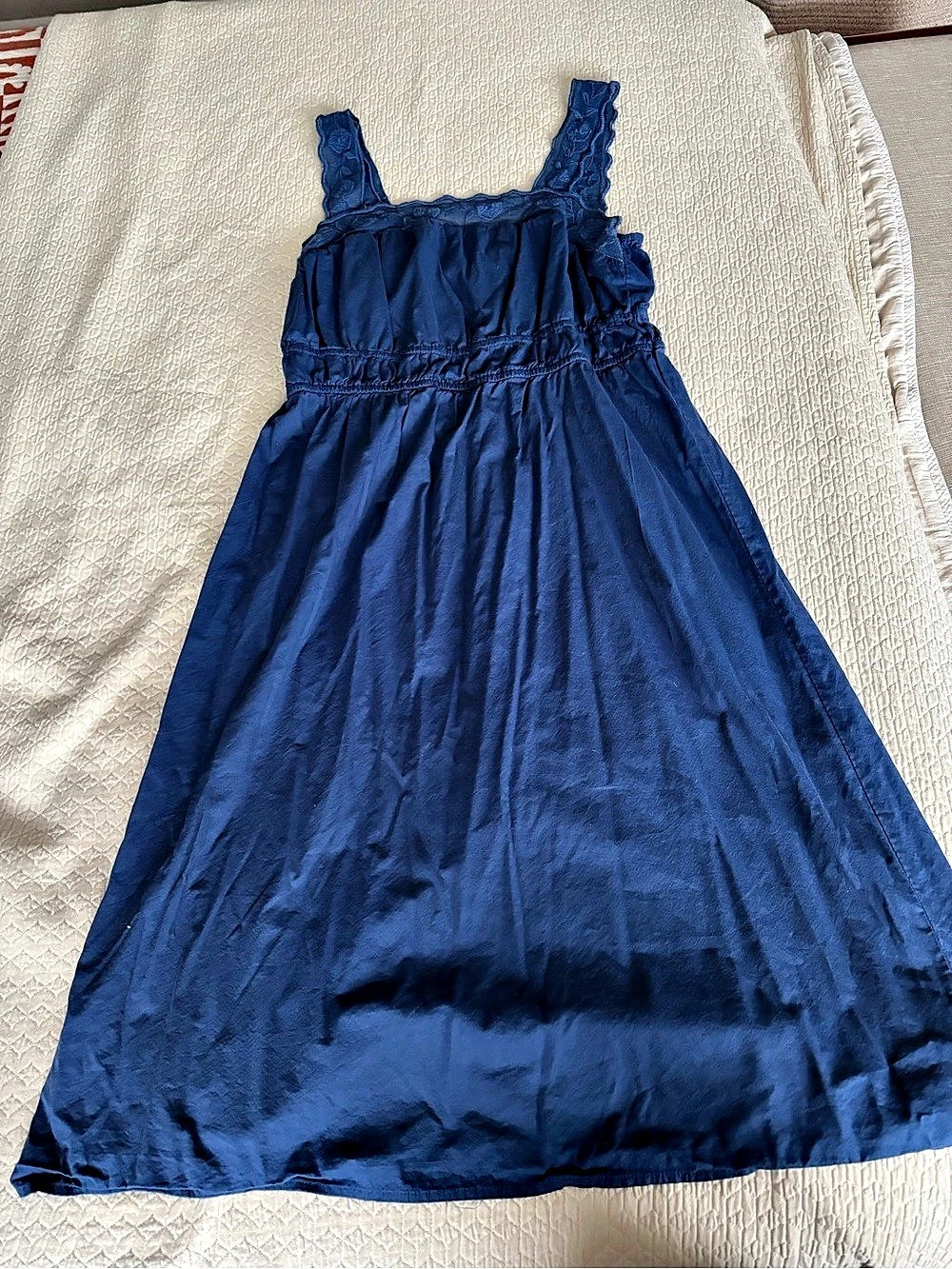 Old Navy Fit and Flare Smocked Waist Dress in Blue Size Large